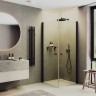 Душевой уголок Maybah Glass MGY-1292-6 900x900x1980 на монопетлях Черный стекло прозрачное