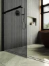 Душевая перегородка Maybah Glass MGD-717-6ш 1190х1950 в широком профиле с полотенцедержателем Черный стекло графитовое