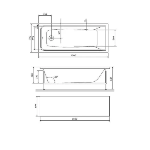 Фронтальная панель для ванны AM.PM Gem 150 W90A-150-070W-P1 Белая