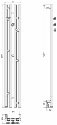Электрический полотенцесушитель Сунержа Кантата 3.0 1200х159 L 03-5846-1216 цвет Золото