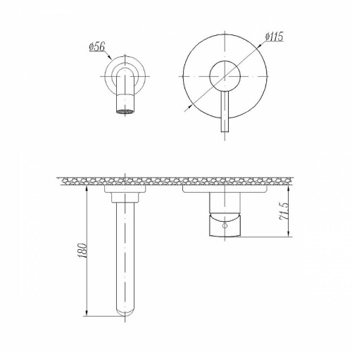 Смеситель для раковины Abber Wasser Kreis AF8112B Черный матовый латунь встраиваемый