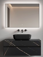 Зеркало Boheme Modern 100x70 543-100-B с подсветкой Черное с сенсорным выключателем и подогревом стекло
