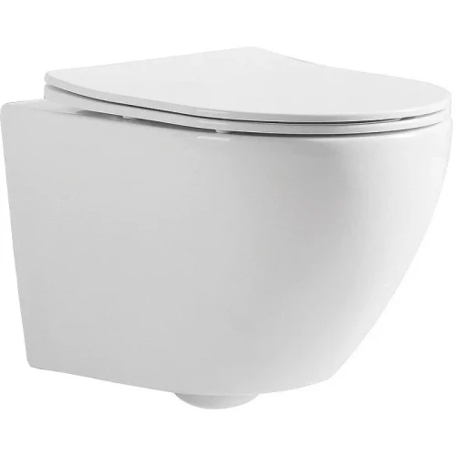 Комплект унитаза CeramaLux 2197 с инсталляцией Grohe Rapid SL 38721001 с сиденьем Микролифт и клавишей смыва Хром фаянс подвесной