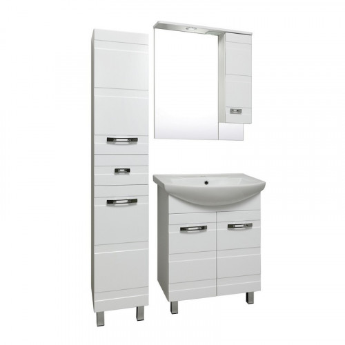 Зеркало со шкафом Runo Турин 65 R УТ000002103 с подсветкой Белое МДФ / ЛДСП, стекло