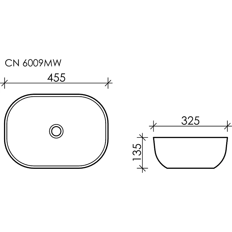 Раковина-чаша Ceramicanova Element 45 CN6009MW Белая матовая фарфор накладная