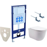 Комплект унитаза с инсталляцией Aquatek Set Aquatek Классик-KKI с сиденьем Микролифт фарфор подвесной