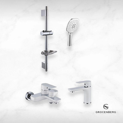 Комплект смесителей Grocenberg GB1009WC Белый Хром