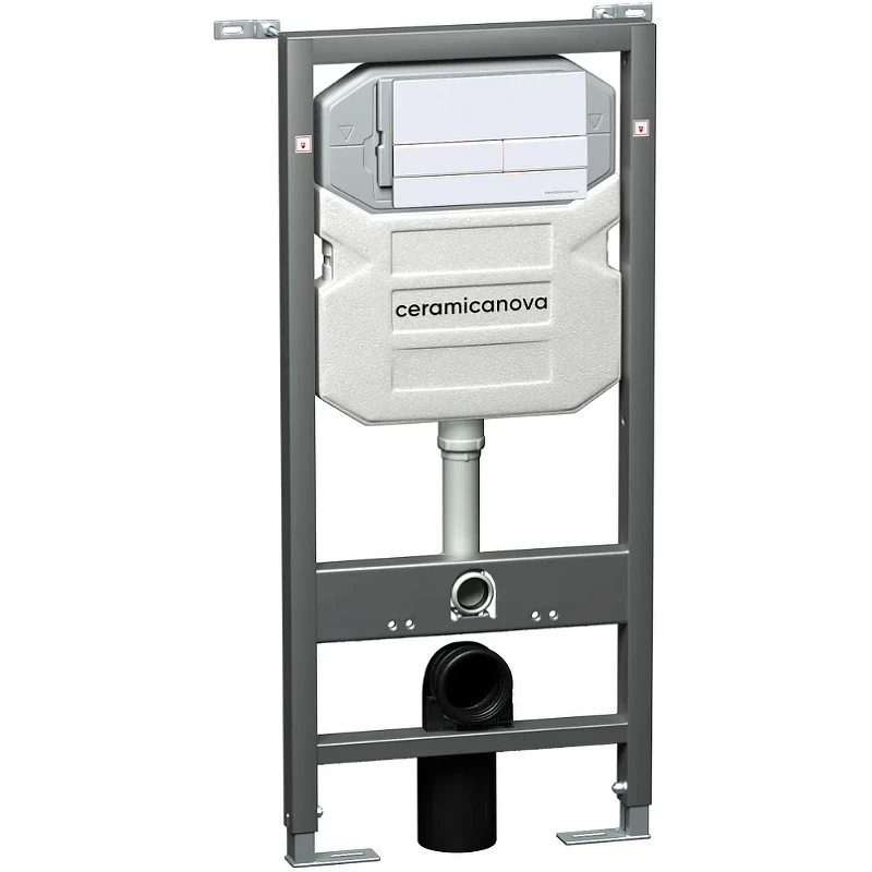 Комплект унитаза с инсталляцией Ceramicanova Play CN3001_1002W_1000 с сиденьем Микролифт и Белой клавишей смыва фаянс подвесной