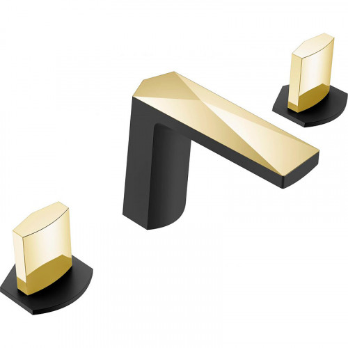 Смеситель для раковины Boheme Venturo 150-BG-ICE Черный матовый Золото латунь