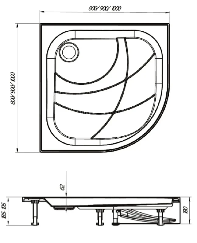Акриловый поддон для душа 1MarKa Bella New 90x90 01пбн90К цвет Белый