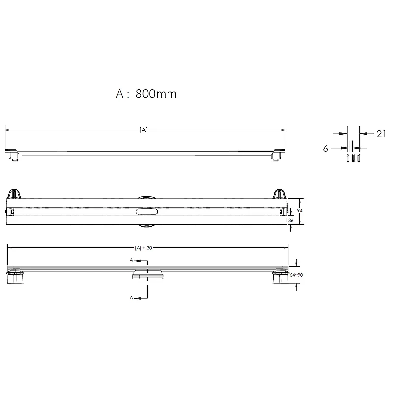 Душевой лоток Berges Super Slim 800 092054 с решеткой Золото глянец