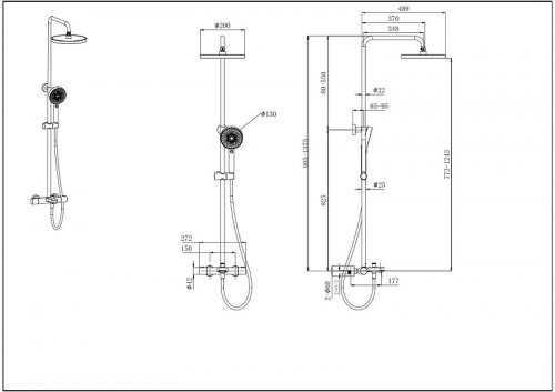 Душевая система Aquatek Вега AQ2043BGM с термостатом цвет Оружейная сталь