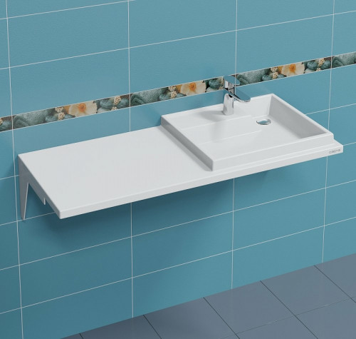 Раковина СанТа Юпитер 120 R 900125 на стиральную машину Белая искусственный камень (литьевой мрамор) подвесная, на стиральную машину