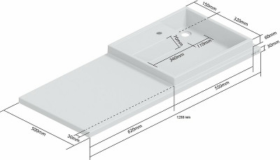 Раковина СанТа Юпитер 120 R 900125 на стиральную машину Белая искусственный камень (литьевой мрамор) подвесная, на стиральную машину