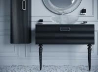 Тумба под раковину Boheme Armadi Art Vallessi Avangarde Linea 80 842-080-BCR подвесная Черная Хром МДФ / ЛДСП