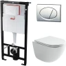 Унитаз с инсталляцией Ceramicanova Vogue CN4008T + Alcaplast Sadromodul AM101/1120-3:1 RU M71-0001 с сиденьем Микролифт и клавишей смыва Хром