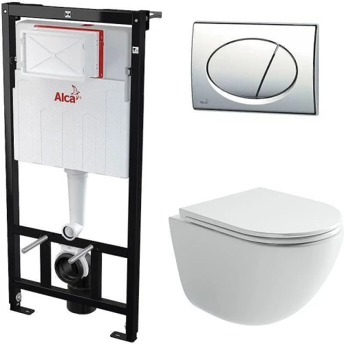 Унитаз с инсталляцией Ceramicanova Vogue CN4008T + Alcaplast Sadromodul AM101/1120-3:1 RU M71-0001 с сиденьем Микролифт и клавишей смыва Хром
