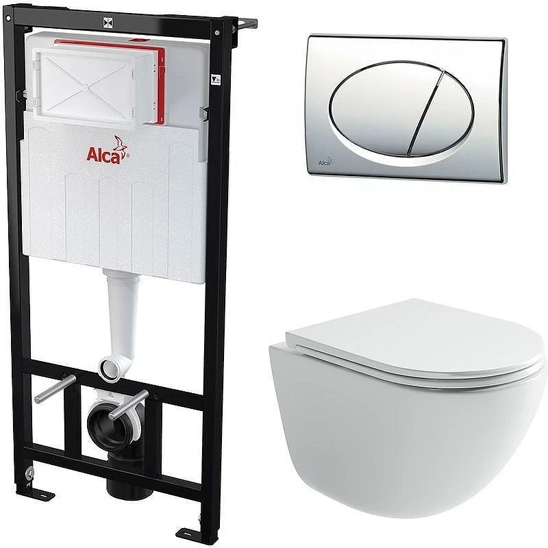 Унитаз с инсталляцией Ceramicanova Vogue CN4008T + Alcaplast Sadromodul AM101/1120-3:1 RU M71-0001 с сиденьем Микролифт и клавишей смыва Хром