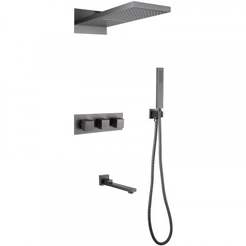 Душевая система Abber Daheim AF8253NG с термостатом Никель латунь встраиваемый