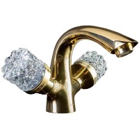 Смеситель для раковины Boheme Crystal 291-CRST Золото латунь