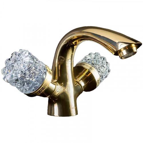 Смеситель для раковины Boheme Crystal 291-CRST Золото латунь