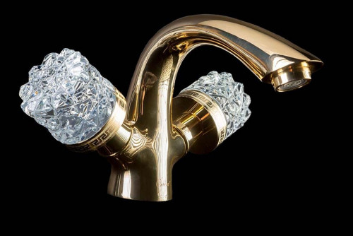 Смеситель для раковины Boheme Crystal 291-CRST Золото латунь