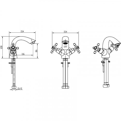 Смеситель для раковины Boheme Crystal 291-CRST Золото латунь