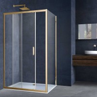 Душевой уголок Vincea Alpha 150x90 VSR-3AL9015CLG профиль Брашированное золото стекло прозрачное