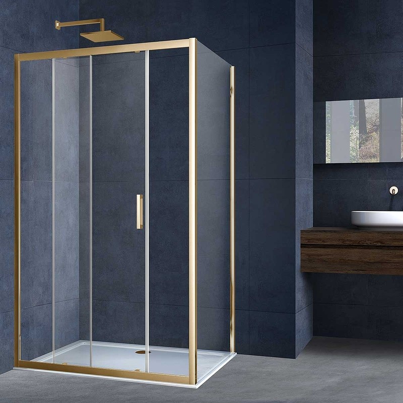 Душевой уголок Vincea Alpha 150x90 VSR-3AL9015CLG профиль Брашированное золото стекло прозрачное