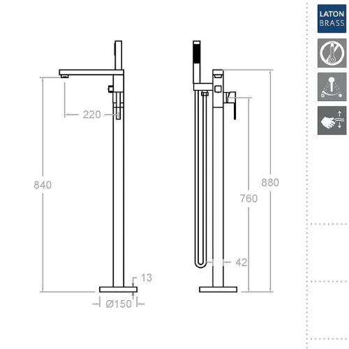 Смеситель для ванны Ramonsoler Kuatro NK 498502S Хром