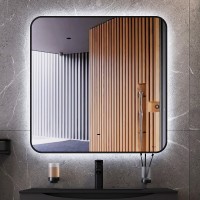 Зеркало Bond Loft 80x80 M35ZE-8080 с подсветкой Черное глянцевое с бесконтактным выключателем МДФ / ЛДСП, стекло
