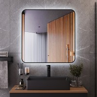 Зеркало Bond Loft 80x80 M35ZE-8080 с подсветкой Черное глянцевое с бесконтактным выключателем МДФ / ЛДСП, стекло