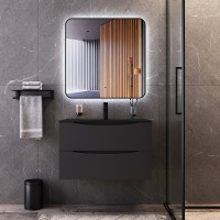 Зеркало Bond Loft 80x80 M35ZE-8080 с подсветкой Черное глянцевое с бесконтактным выключателем МДФ / ЛДСП, стекло