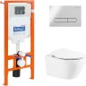 Комплект унитаза с инсталляцией BelBagno Prospero BB507B/BB2020SC/BB002-80/BB005-PR-CHROME с сиденьем Микролифт и клавишей смыва Хром глянцевый фаянс подвесной