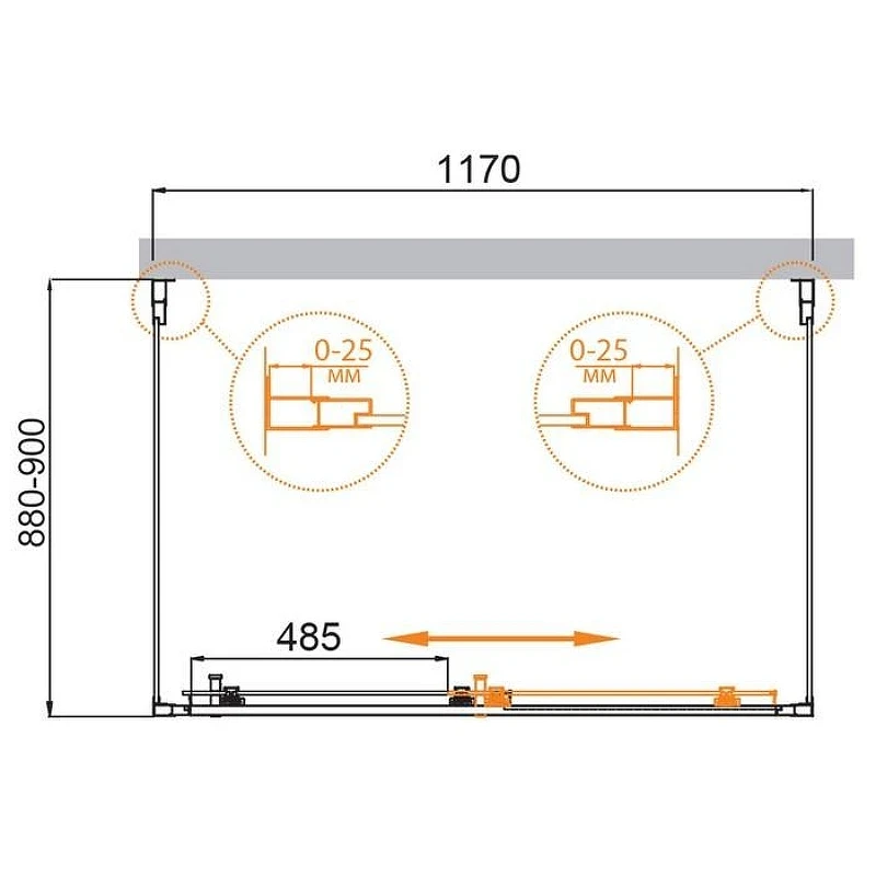 Душевой уголок Cezares Molveno 120x90 MOLVENO-AH-12-120/90-C-BORO-IV профиль Брашированное золото стекло прозрачное