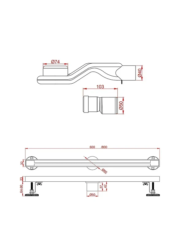 Душевой лоток AltroBagno Stella 60 071224 BG с решеткой цвет Золото матовое