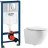 Унитаз с инсталляцией CeramaLux 2197 + Grohe Rapid SL 38721001 с сиденьем Микролифт и клавишей смыва Хром