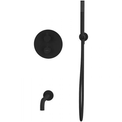 Смеситель для ванны Whitecross Y black YSET10BL с термостатом Черный матовый латунь встраиваемый