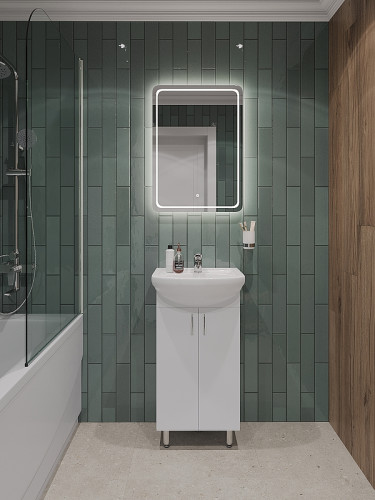 Тумба с раковиной Orange Лайт 45 LA-45TUW+RA Белый глянец МДФ / ЛДСП