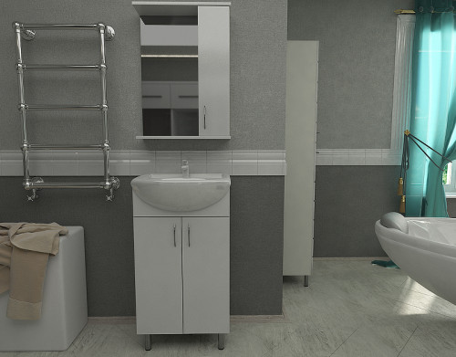 Тумба с раковиной Orange Лайт 45 LA-45TUW+RA Белый глянец МДФ / ЛДСП