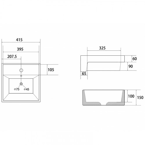 Раковина Abber Rechteck 41 AC2208 Белая фаянс накладная