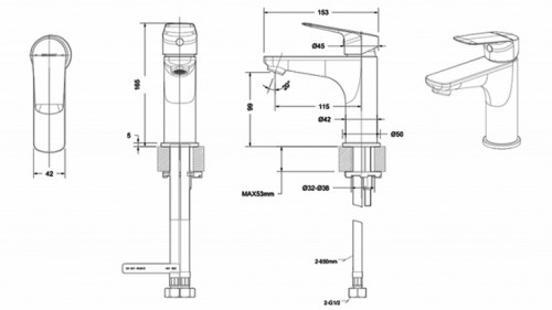 Смеситель для раковины Bravat Rhein F1429564BW-9-ENG Черный матовый