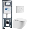 Комплект унитаза с инсталляцией WeltWasser MARBERG 410 + MERZBACH 043 MT-WT + MAR 410 RD GL-WT 10000011431 цвет Белый глянцевый с сиденьем Микролифт и клавишей смыва цвет Белый глянцевый