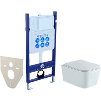 Комплект унитаза с инсталляцией Aquatek Либра New SET AQUATEK ЛИБРА N-14 cm с сиденьем Микролифт фарфор подвесной