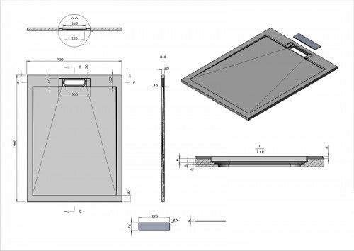 Душевой поддон из искусственного камня Vincea 120x90 VST-4SRL9012G Серый
