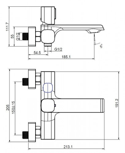 Cмеситель для ванны Creavit Alfa AL2500 цвет Хром