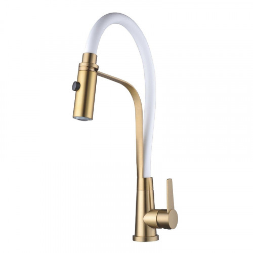 Смеситель для кухни Shevanik S943G-1 цвет Золотой сатин Белый