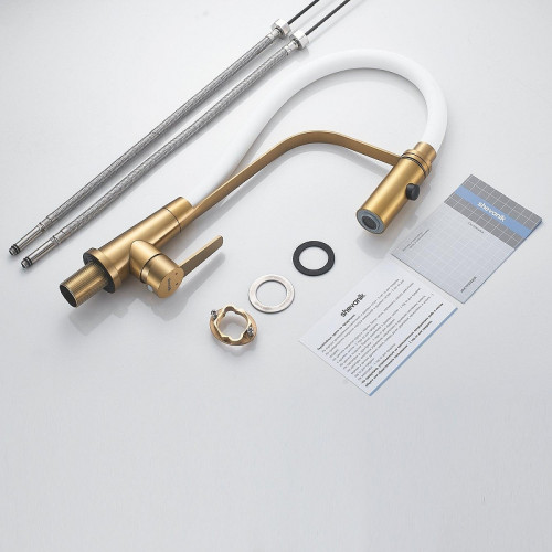 Смеситель для кухни Shevanik S943G-1 цвет Золотой сатин Белый