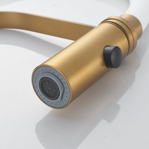 Смеситель для кухни Shevanik S943G-1 цвет Золотой сатин Белый