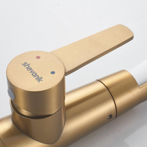 Смеситель для кухни Shevanik S943G-1 цвет Золотой сатин Белый